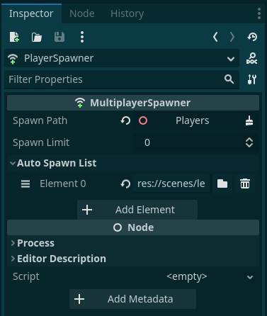 PlayerSpawner configuration