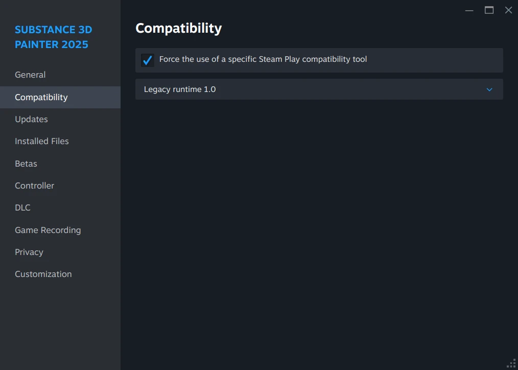 Set Steam compatibility mode to Legacy Runtime 1.0