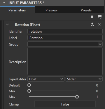 Input Parameter Konfiguration